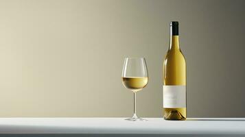 Photo of a White Wine isolated on flat white background. Generative AI