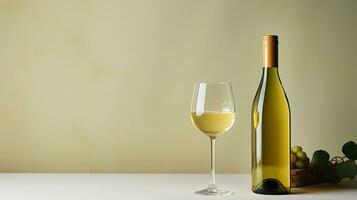 Photo of a White Wine isolated on flat white background. Generative AI