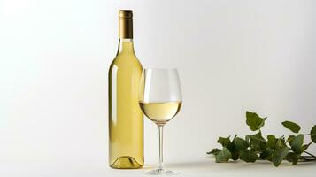 Photo of a White Wine isolated on flat white background. Generative AI