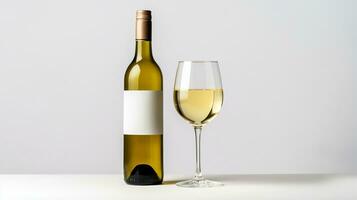 Photo of a White Wine isolated on flat white background. Generative AI