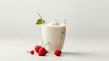 Photo of a Yakult isolated on flat white background. Generative AI