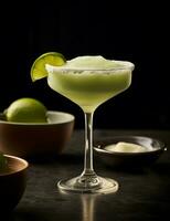 Photo of some Frozen Margarita drink elegantly plated on a table. Generative AI