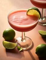 Photo of some Guava Margarita drink elegantly plated on a table. Generative AI