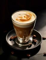 Photo of some Maple Latte drink elegantly plated on a table. Generative AI