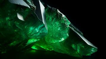 Photograph a mesmerizing close-up of a sparkling Jade held against a velvety black background. Generative AI photo