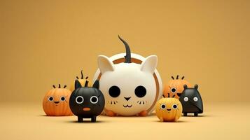 Cute object in halloween concept. Generative AI photo