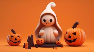 Cute object in halloween concept. Generative AI photo