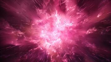 Explosion with pink lighting. Generative AI photo