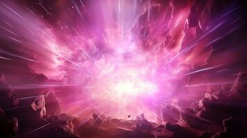 Explosion with pink lighting. Generative AI photo