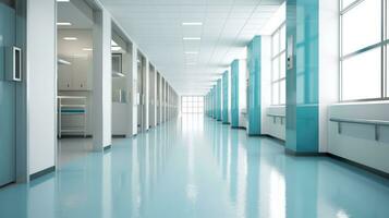 A modern hospital corridor. Generative AI photo