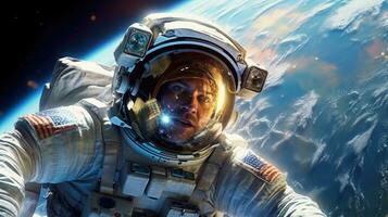 View of an astronaut in space. Generative AI photo