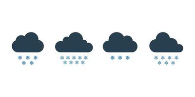 Snowy weather forecast icon. Snow cloud. Cloud with snowflakes icon. vector