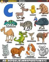 cartoon animal characters for letter C educational set vector