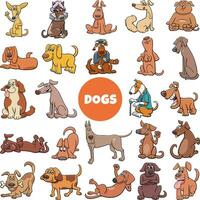 cartoon dogs and puppies comic characters big set vector