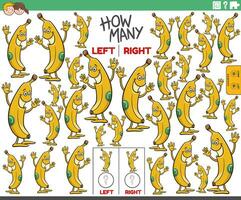 counting left and right pictures of cartoon banana character vector
