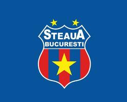 Steaua Bucarest Club Logo Symbol Romania League Football Abstract Design Vector Illustration With Blue Background