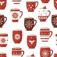 Cozy up your Christmas creations with hot drinks cup pattern design. Perfect for festive warmth and joy. vector