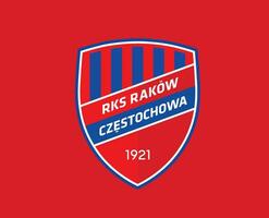 Rakow Czestochowa Club Symbol Logo Poland League Football Abstract Design Vector Illustration With Red Background