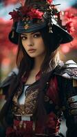 hermosa samurai mujer. generativo ai foto