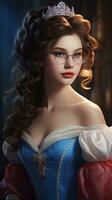 Beautiful princess wearing glasses with medieval dress. Generative AI photo