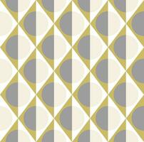 Simple geometric seamless pattern of rhombuses, triangles and circles in grey, gold and white colors. Vector illustration for fashion design, wallpaper, textile, fabric, wrapping paper