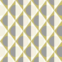 Simple geometric seamless pattern of rhombuses, triangles and circles in grey, gold and white colors. Vector illustration for fashion design, wallpaper, textile, fabric, wrapping paper