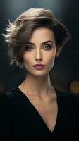 Beautiful woman with short hair. Generative AI photo