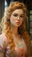 Beautiful woman with glasses. Generative AI photo