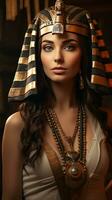 Beautiful woman like Queen of Egypt Cleopatra. Generative AI photo