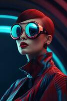 Ai Generative Photo portrait of a woman in futuristic fashion