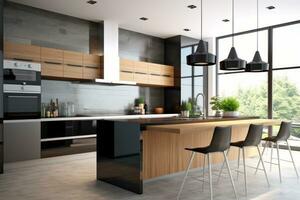 Ai Generative Photo of a elegant and modern kitchen