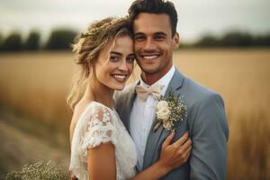 ai generativo foto retrato de un Pareja en Boda día