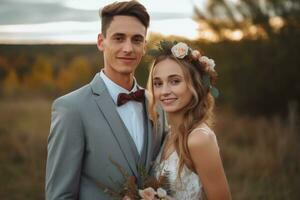 ai generativo foto retrato de un Pareja en Boda día