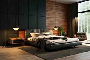 Ai Generative Photo of a elegant and modern bedroom