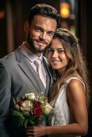 ai generativo foto retrato de un Pareja en Boda día