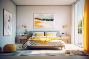 Ai Generative  Photo of a elegant and modern bedroom