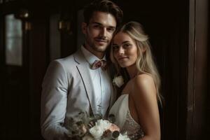 ai generativo foto retrato de un Pareja en Boda día