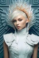 Ai Generative Photo portrait of a woman in futuristic fashion
