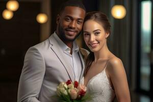 ai generativo foto retrato de un Pareja en Boda día