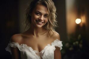 Ai Generative Photo portrait of a woman in wedding dress