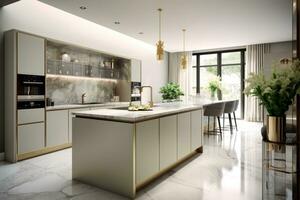 Ai Generative Photo of a elegant and modern kitchen