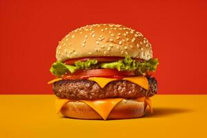 Ai Generative Photo of a juicy beef burger