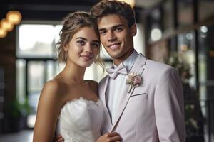 ai generativo foto retrato de un Pareja en Boda día