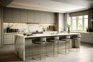 Ai Generative Photo of a elegant and modern kitchen