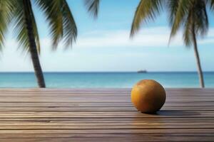 ai generativo foto de un podio en el playa para producto presentación