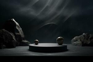 Ai Generative Photo of a podium in space for product presentation