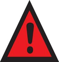 a red and black warning sign with an exclamation mark vector