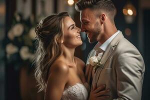 ai generativo foto retrato de un Pareja en Boda día