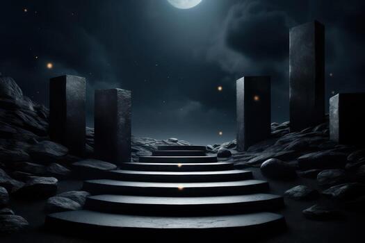 Ai Generative Photo of a podium in space for product presentation