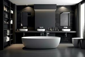 ai generativo foto de un lujo moderno diseño baño